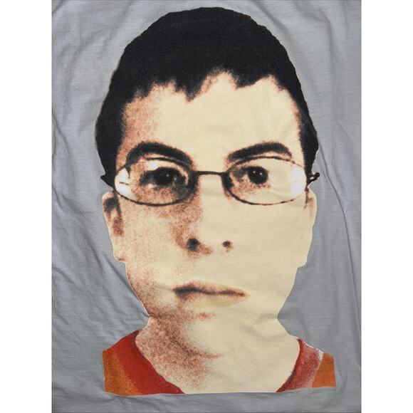 Vintage Superbad McLovin Big Head T-Shirt Gray Large 20x26 Movie Graphic Tee - Picture 2 of 6